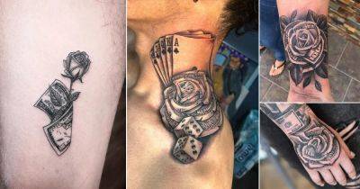 18 Roses With Money Tattoo Designs