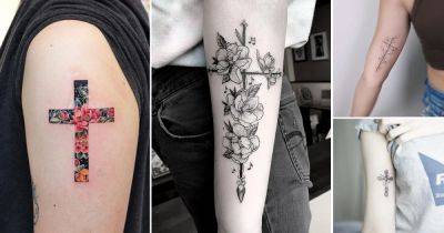 17 Feminine Cross with Flowers Tattoo Ideas